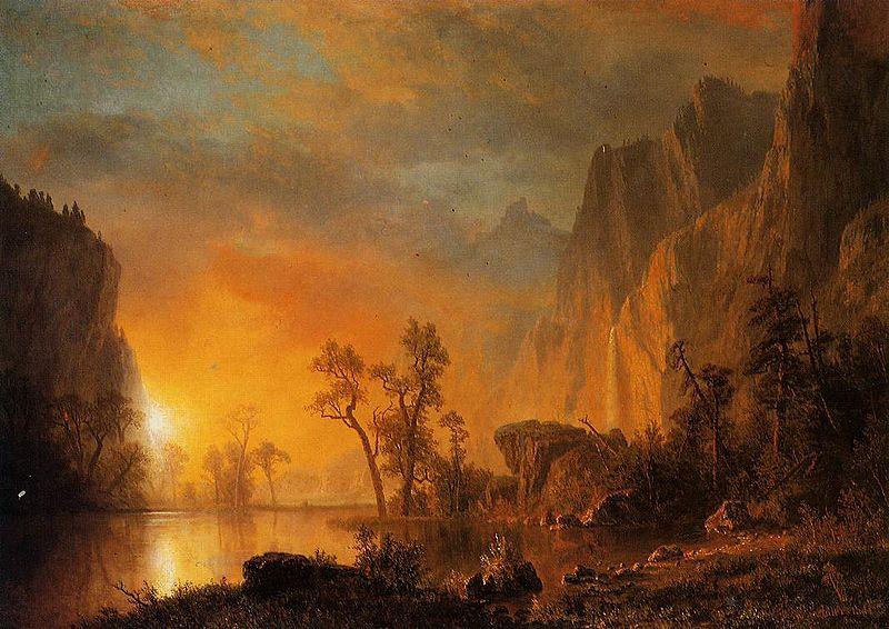 Albert Bierstadt Sunset in the Rockies Sweden oil painting art